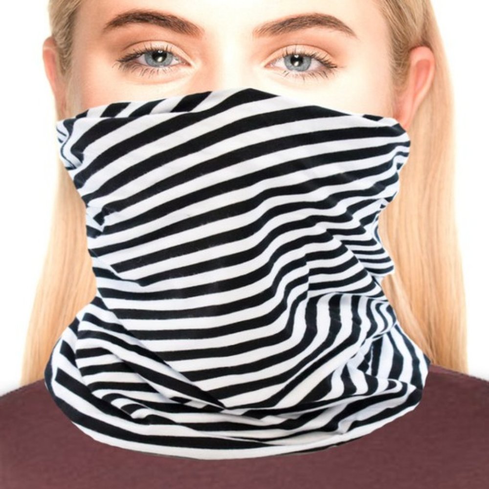 Black/White Gaiter Face Mask -Beanie-Headband